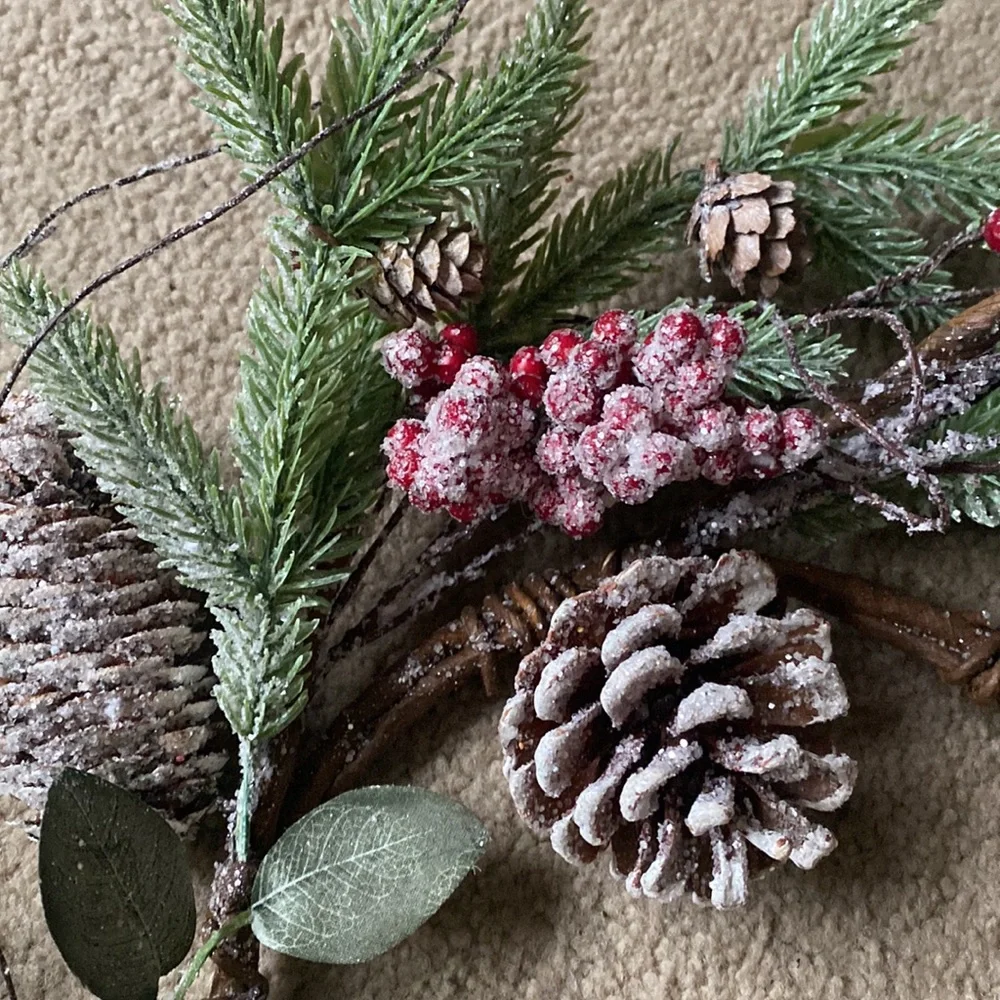 Wreath with Glitter Berries and Pinecones